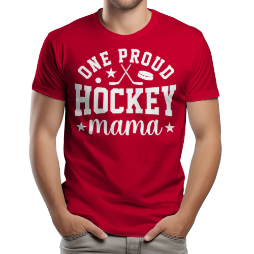 One Proud Hockey Mama - Funny Retro Distressed Sports Mom Slogan Graphic