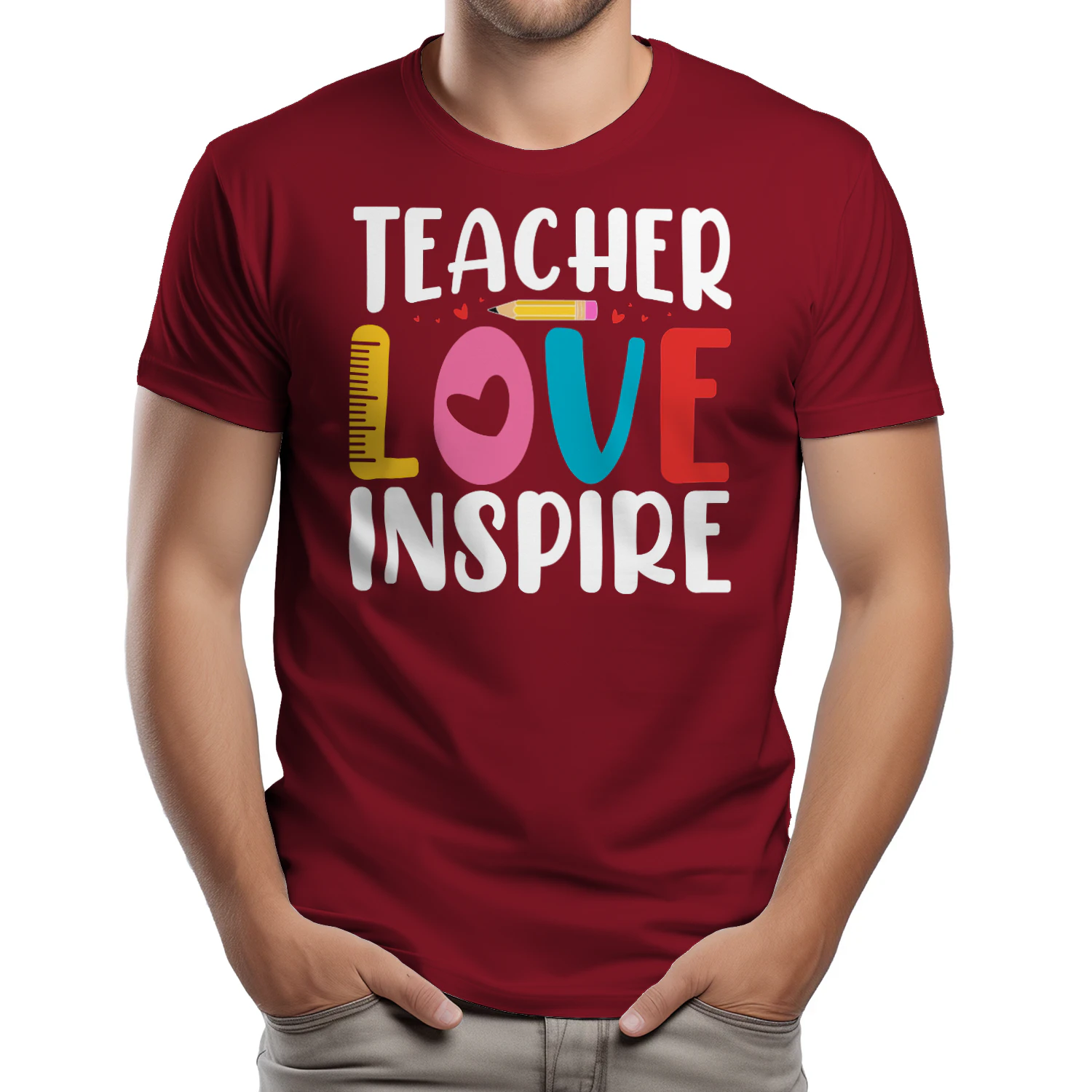 Love Teaching Ruler Pencil Heart Typography Graphic Design