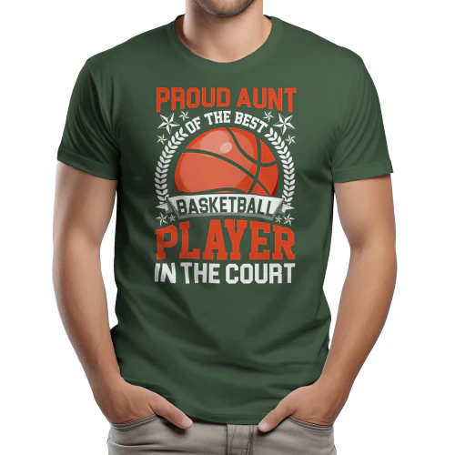 Proud Aunt Of The Best Basketball Player In The Court - Retro Orange Slogan Graphic