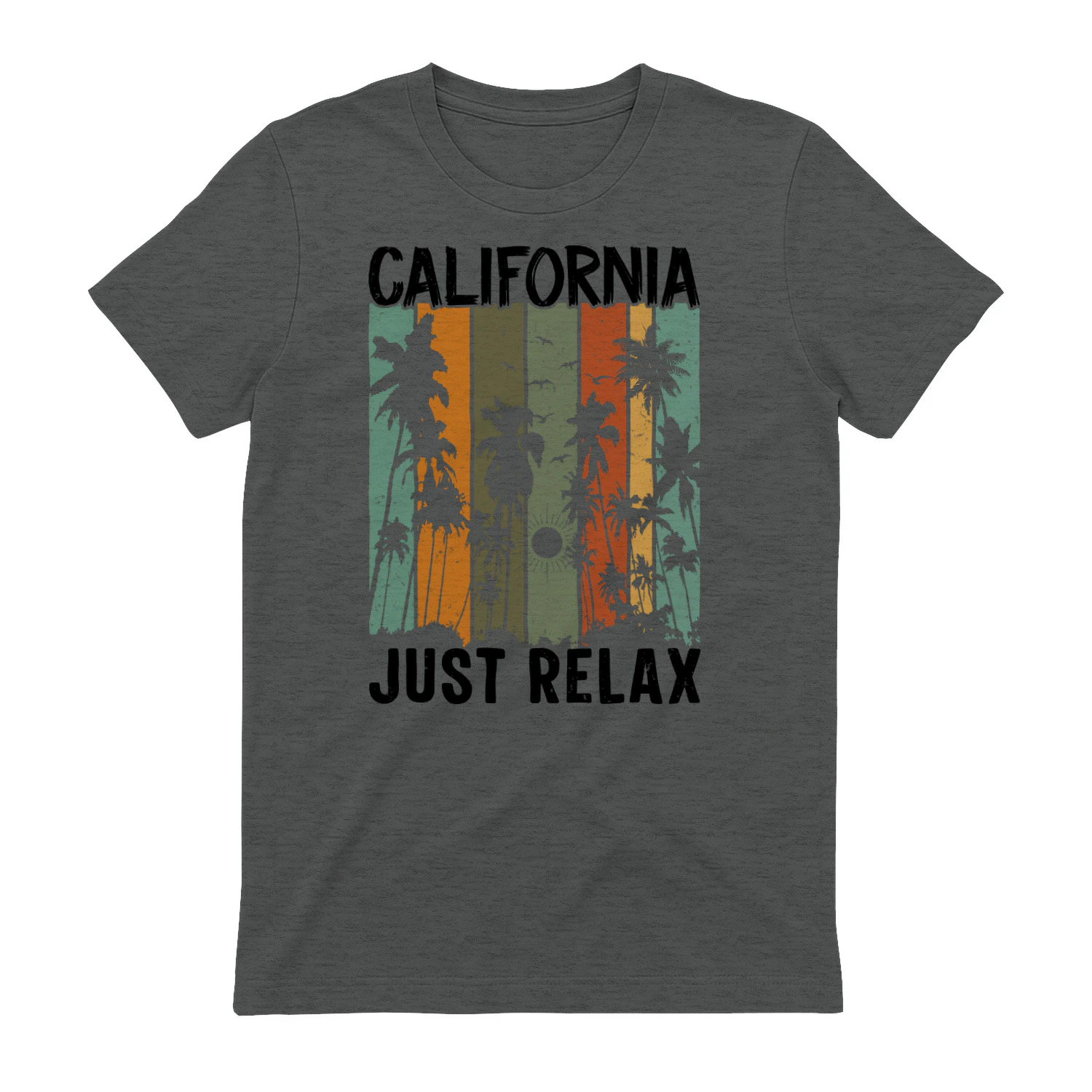 Retro California Beach Sunset Silhouette