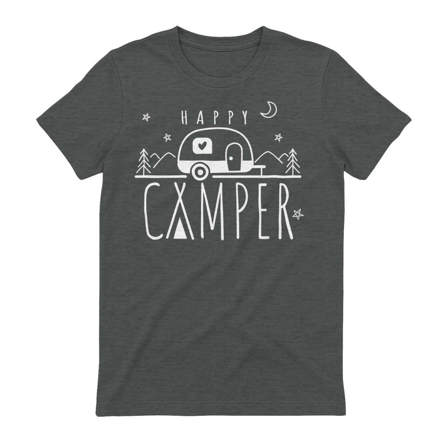Happy Camper Cute Teardrop Trailer Mountain Graphic Design
