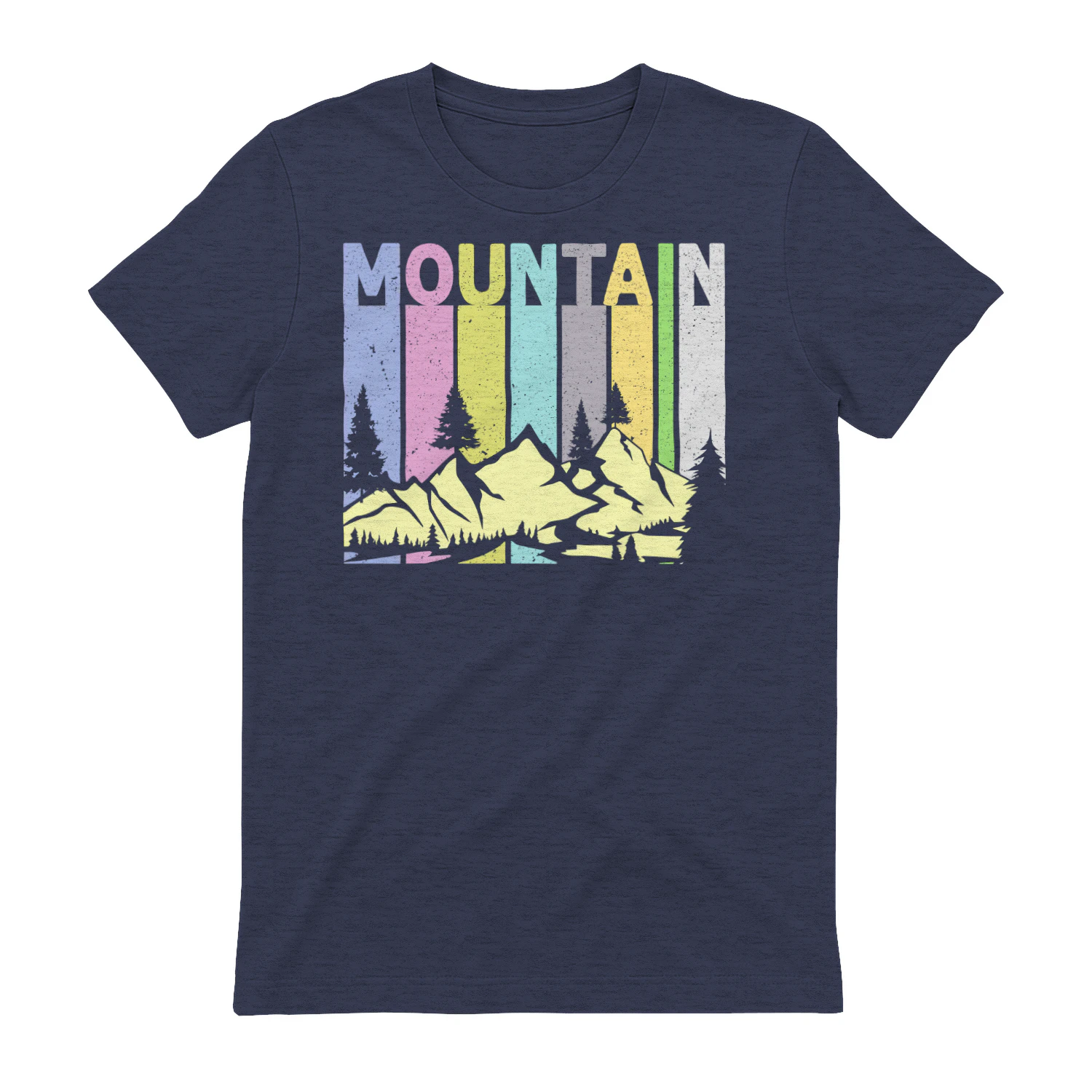 Vintage Retro Mountain Pines - Pastel Stripe Wilderness Outdoor Graphic Design
