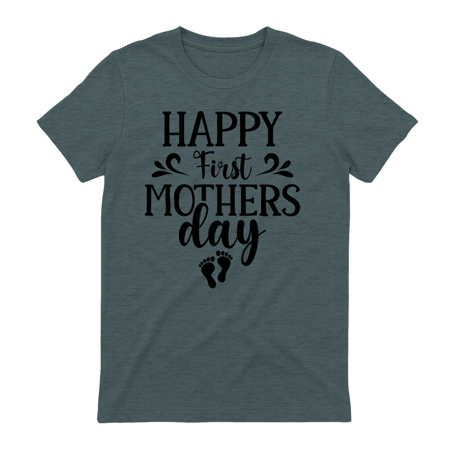 Happy First Mother's Day Cute Baby Feet Cursive Typography Design