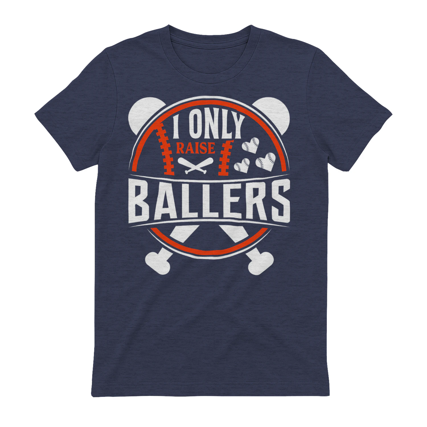 I Only Raise Ballers - Retro Orange and White Baseball Parent Emblem Graphic