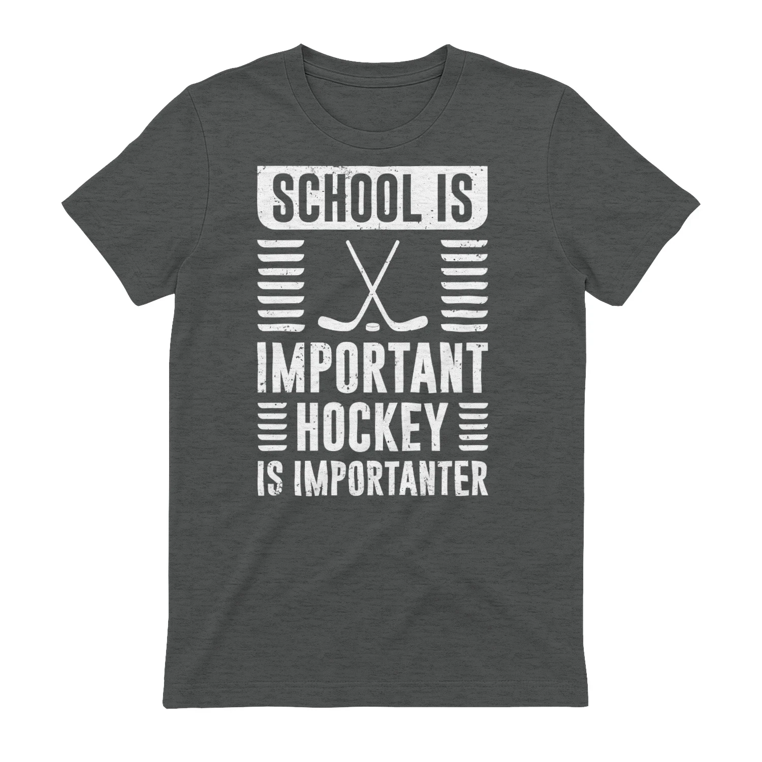 School Is Important But Hockey Is Importanter - Funny Retro Distressed Sports Graphic