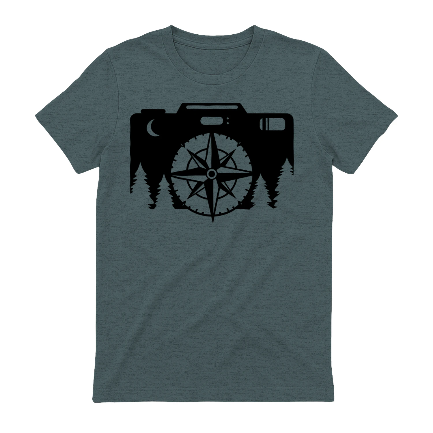 Adventure Awaits Compass Camera Nature Photography Silhouette Graphic