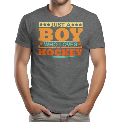Just A Boy Who Loves Hockey - Funny Retro Distressed Sports Graphic