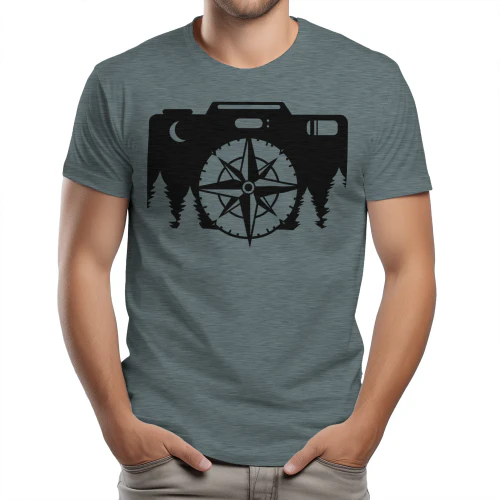 Adventure Awaits Compass Camera Nature Photography Silhouette Graphic