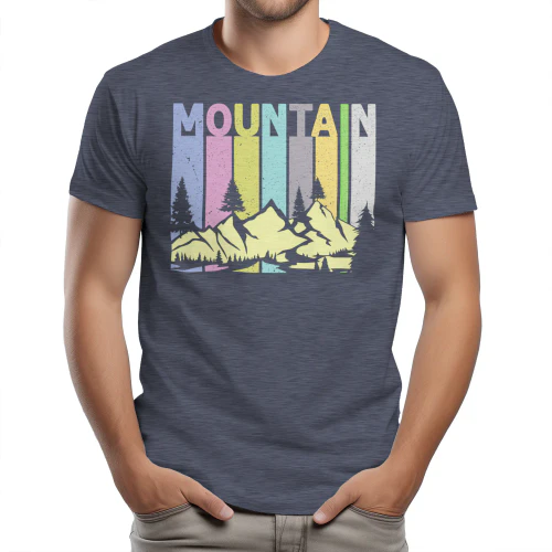 Vintage Retro Mountain Pines - Pastel Stripe Wilderness Outdoor Graphic Design