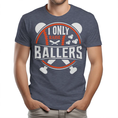 I Only Raise Ballers - Retro Orange and White Baseball Parent Emblem Graphic