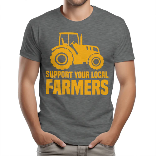 Support Your Local Farmers - Vintage Tractor Silhouette Agriculture Pride Graphic