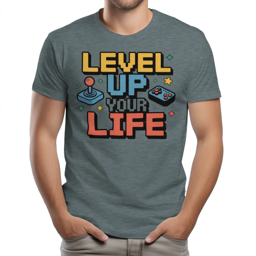 Level Up Your Life Retro Joystick Arcade Typography Graphic Design