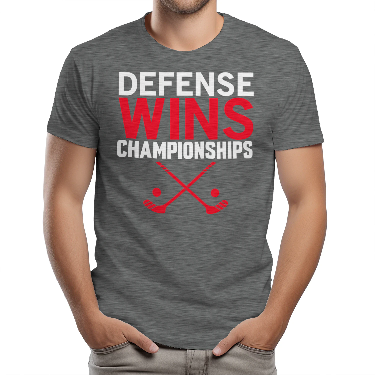 Defense Wins Championships - Funny Retro Crossed Sticks Field Hockey Graphic