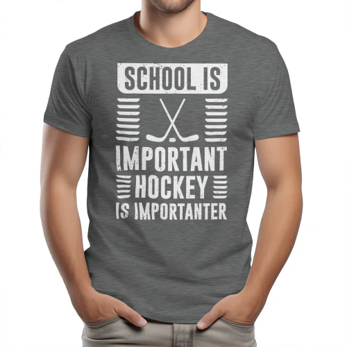 School Is Important But Hockey Is Importanter - Funny Retro Distressed Sports Graphic