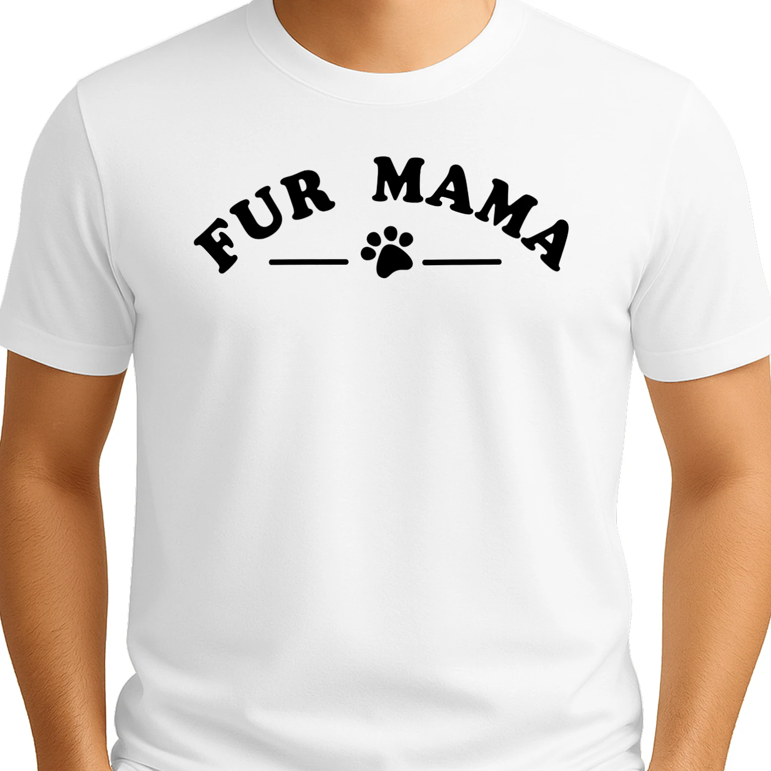 Fur Mama Paw Print Arched White Typography Dog Cat Mom Design