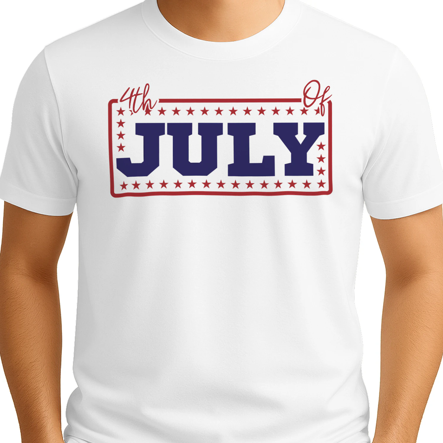 Patriotic 4th of July Framed Logo - Independence Day Red White Blue Graphic