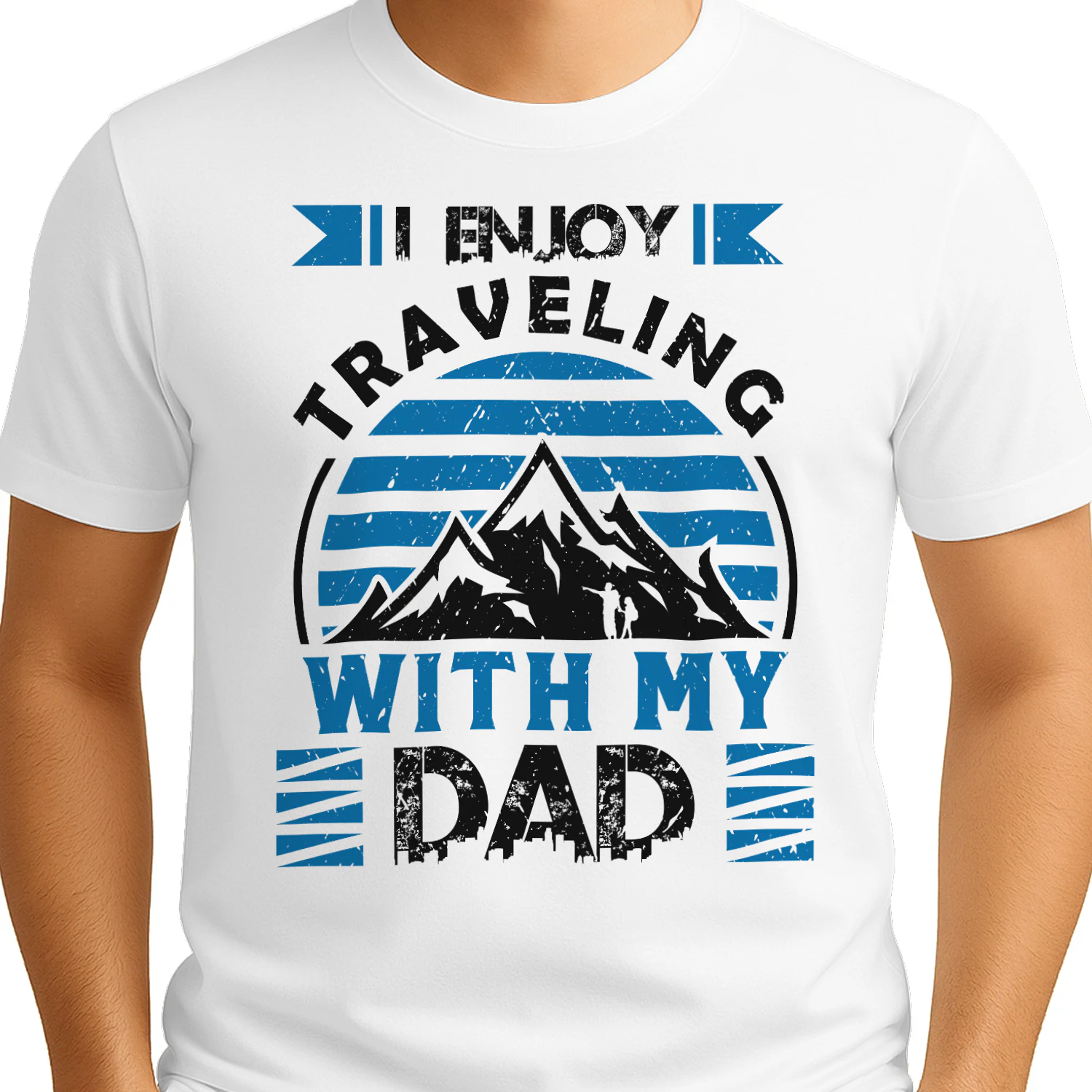 I Enjoy Traveling With My Dad Retro Blue Mountain Hiking Design