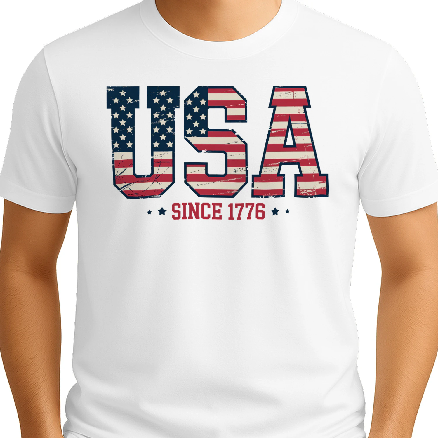 USA Since 1776 American Flag Vintage Block - 4th Of July Graphic