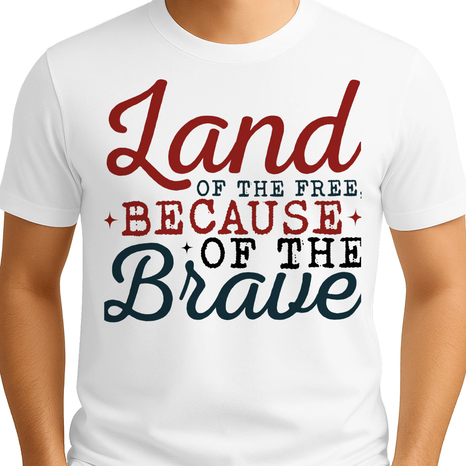 Land of the Free, Because of the Brave Patriotic T-Shirt Design - Fourth of July Graphic