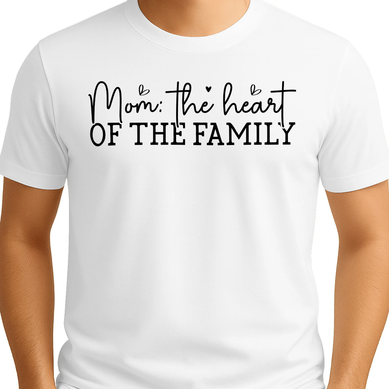Mom The Heart Of The Family Cursive Script Hearts Typography Design