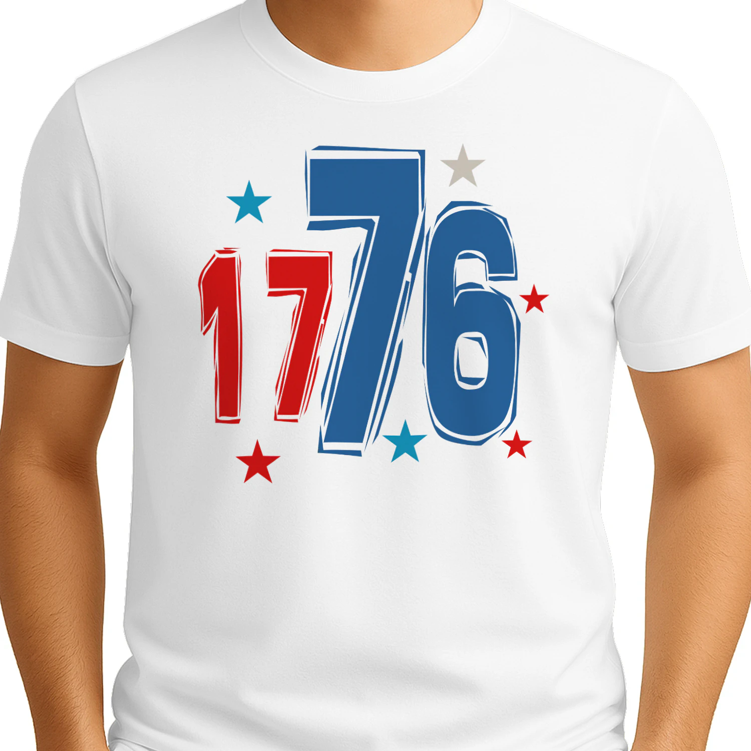 1776 Patriotic Block Numbers Stars - 4th Of July Graphic