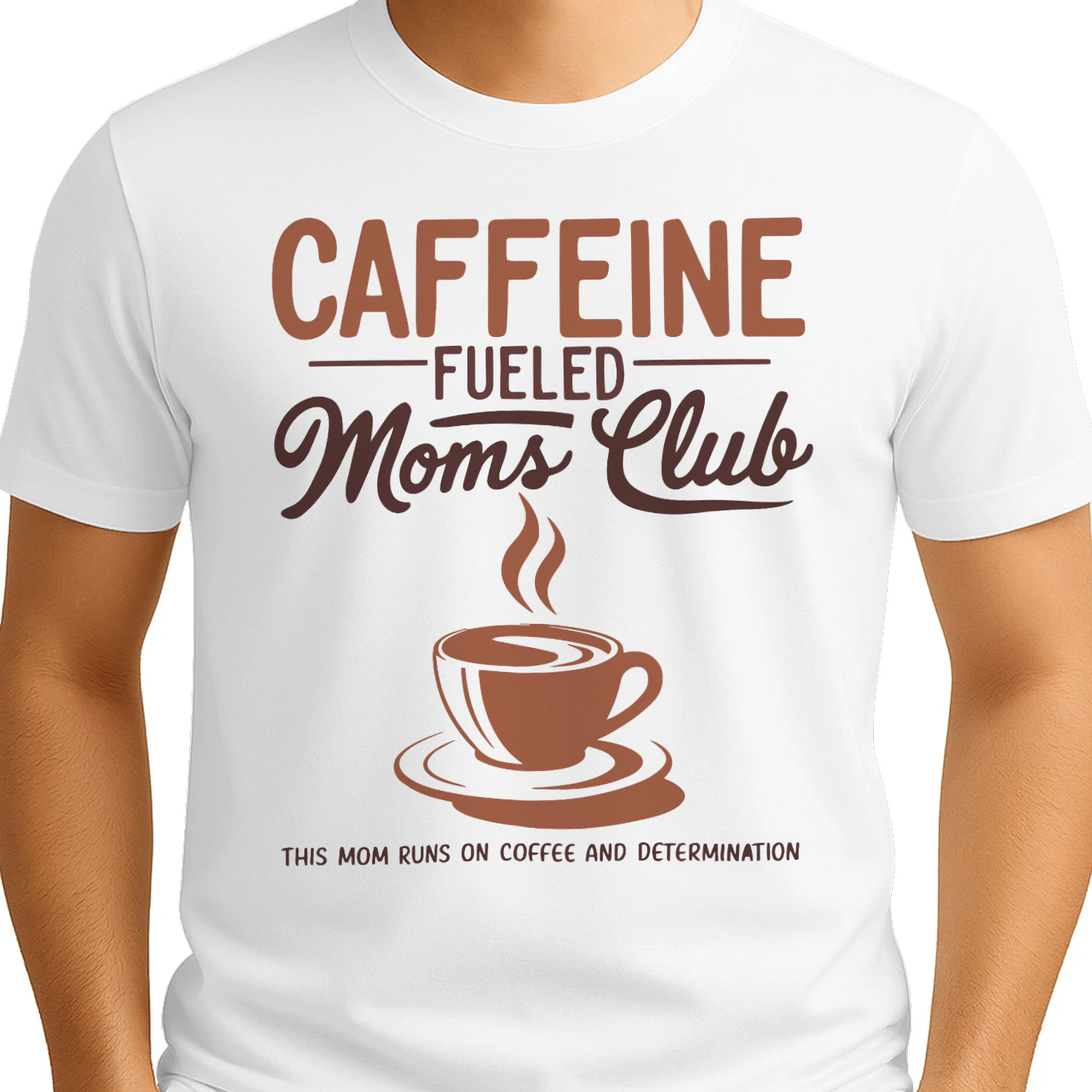 Caffeine Fueled Moms Club Steaming Coffee Cup Vintage Mom Design