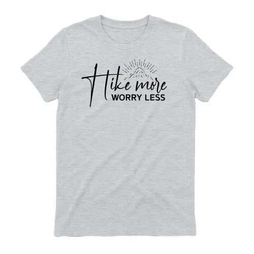 Hike More Worry Less Cursive Mountain - Outdoor Graphic