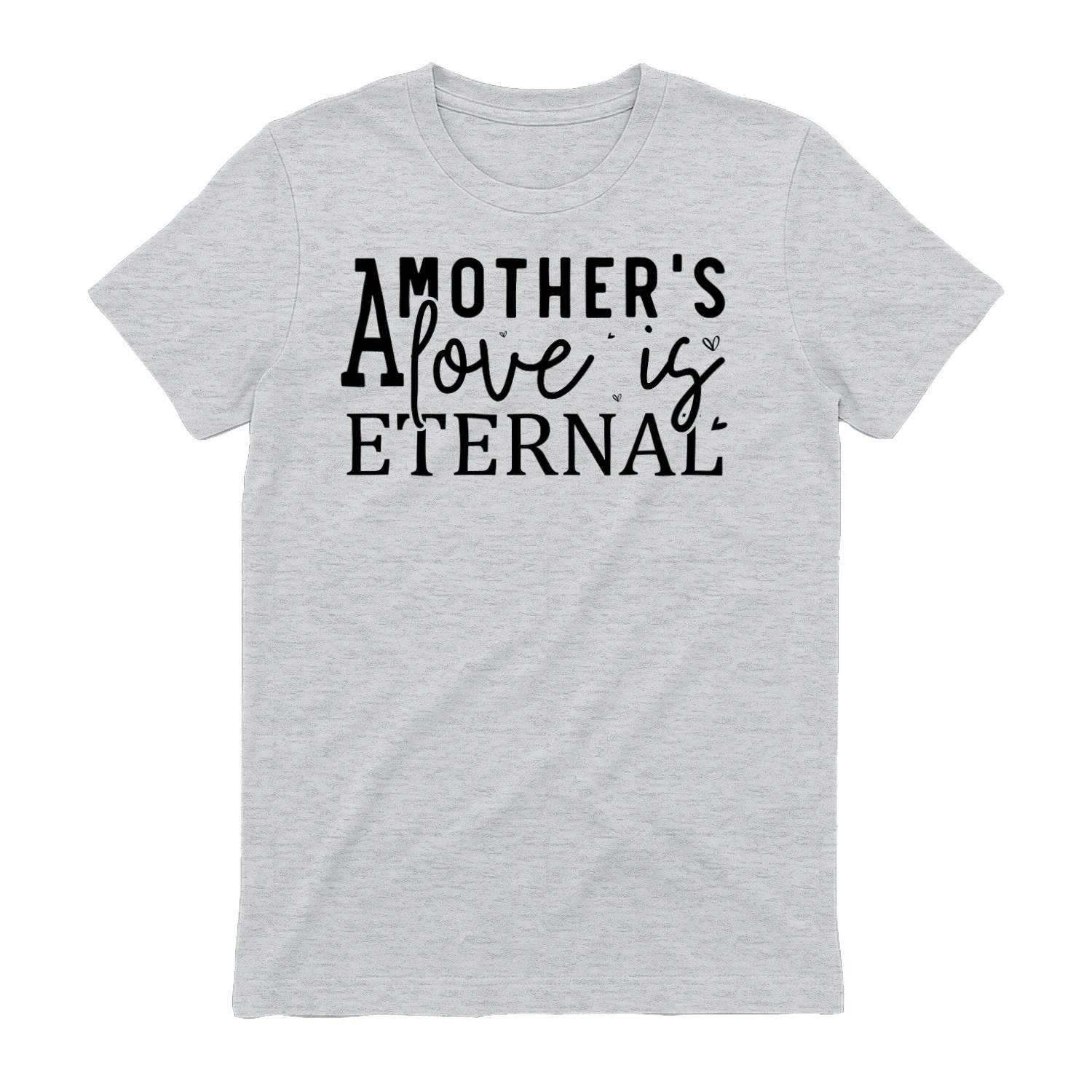 A Mother's Love Is Eternal Cursive Script Hearts Typography Design
