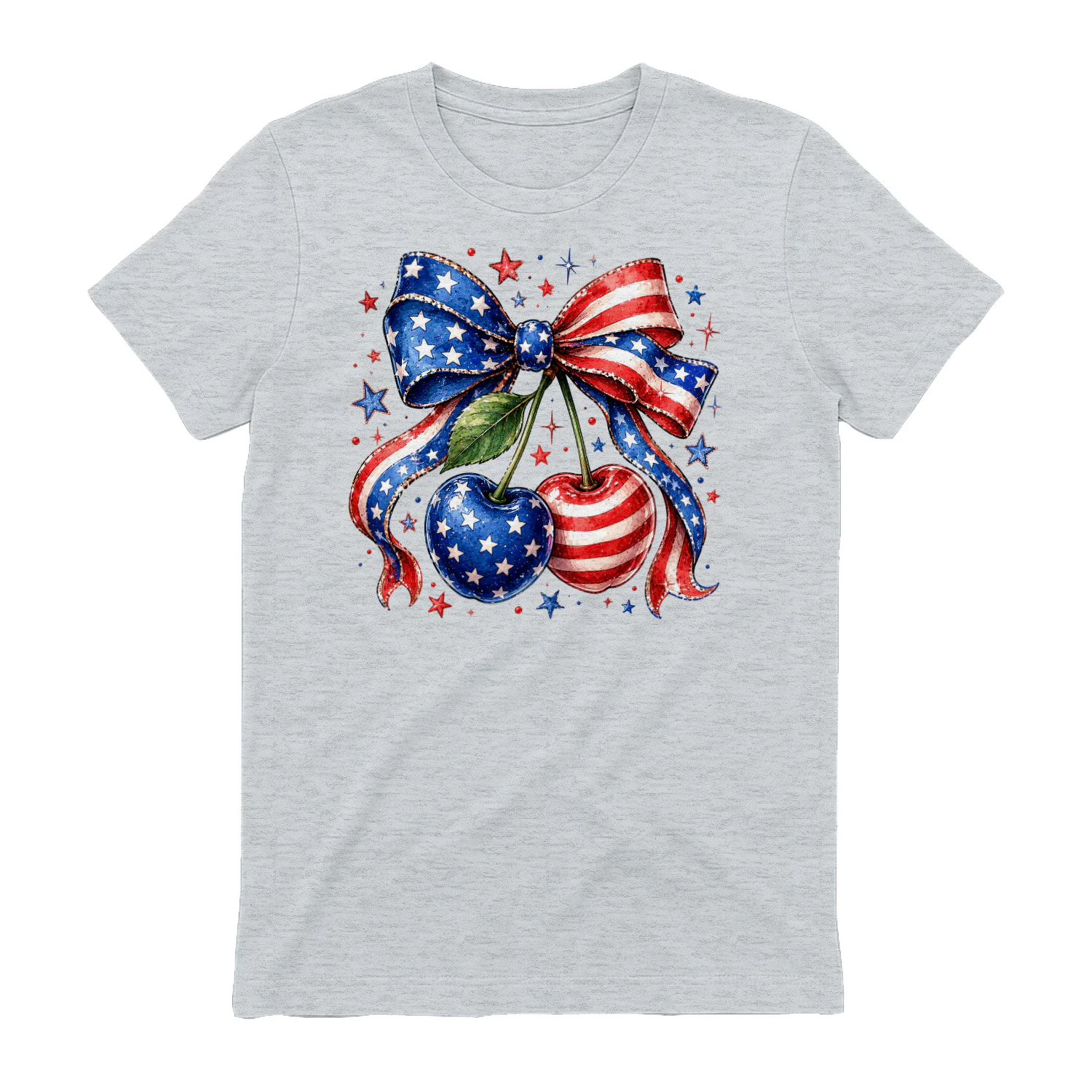 Patriotic American Flag Cherries Bow Coquette USA Graphic