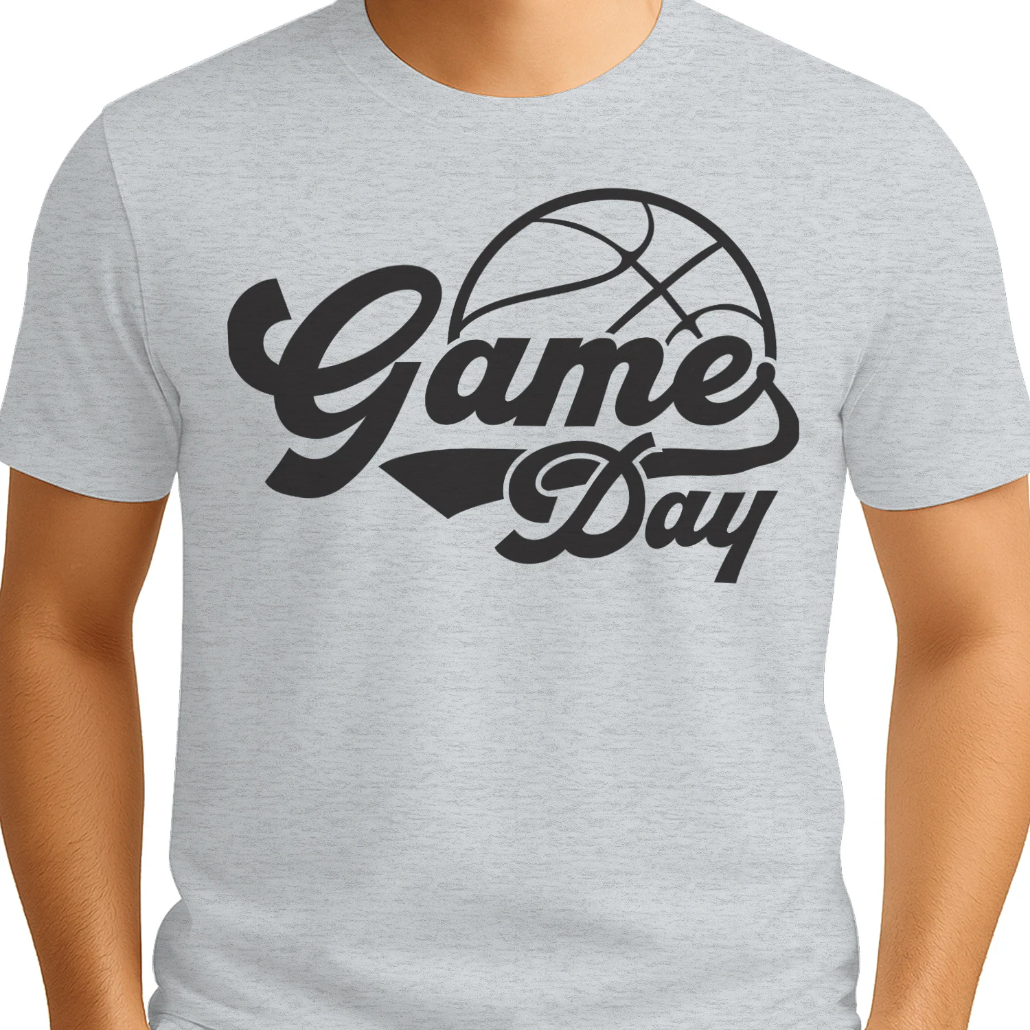 Game Day Basketball White Script - Sports Team Fan Graphic