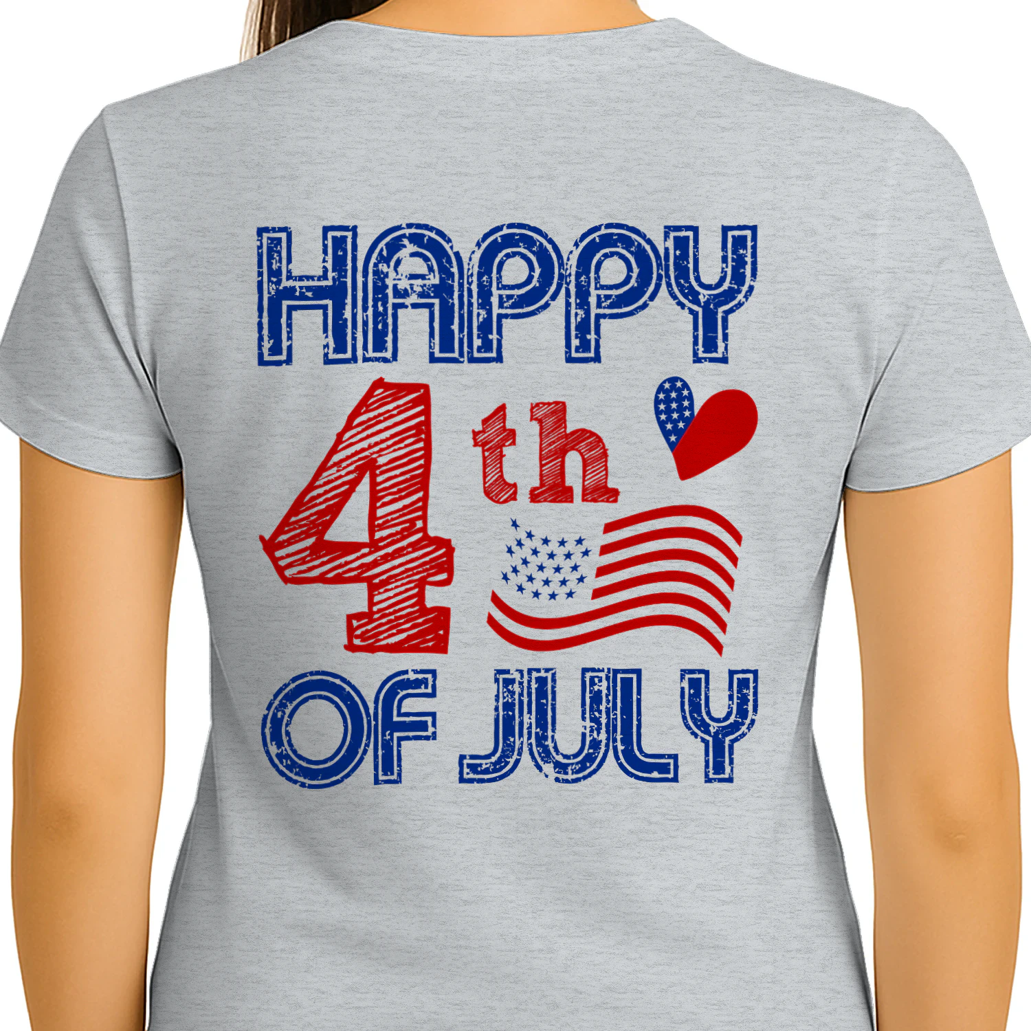 Happy 4th Of July American Flag USA Heart Patriotic Graphic