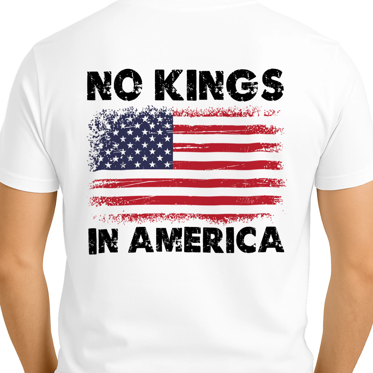 No Kings In America - Distressed Patriotic American Flag Graphic