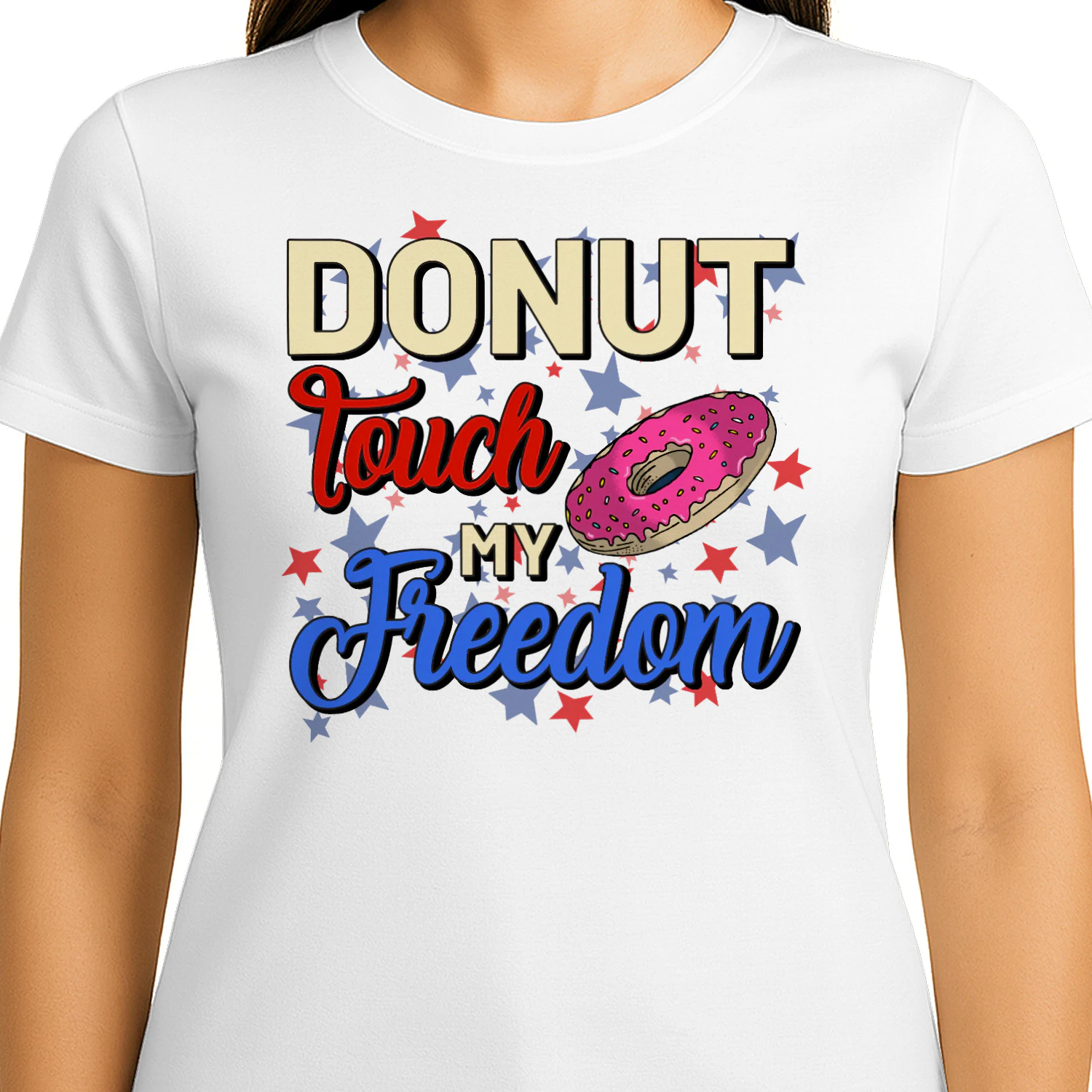 Donut Touch My Freedom Funny Patriotic Food Pun Graphic