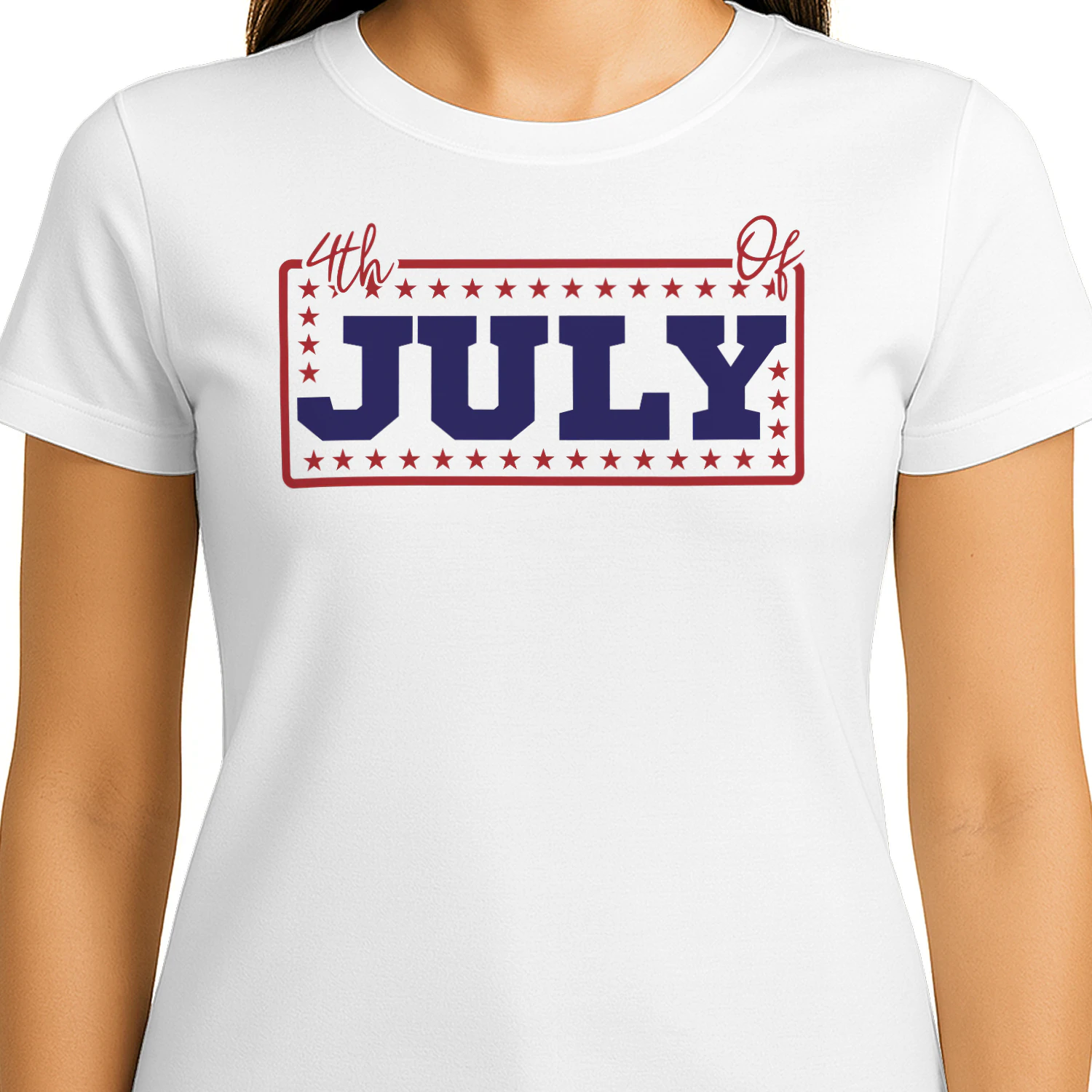 Patriotic 4th of July Framed Logo - Independence Day Red White Blue Graphic