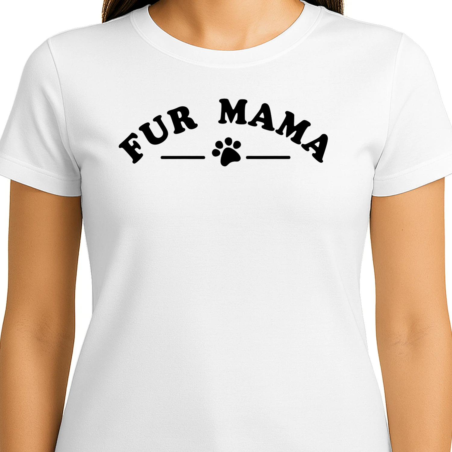 Fur Mama Paw Print Arched White Typography Dog Cat Mom Design