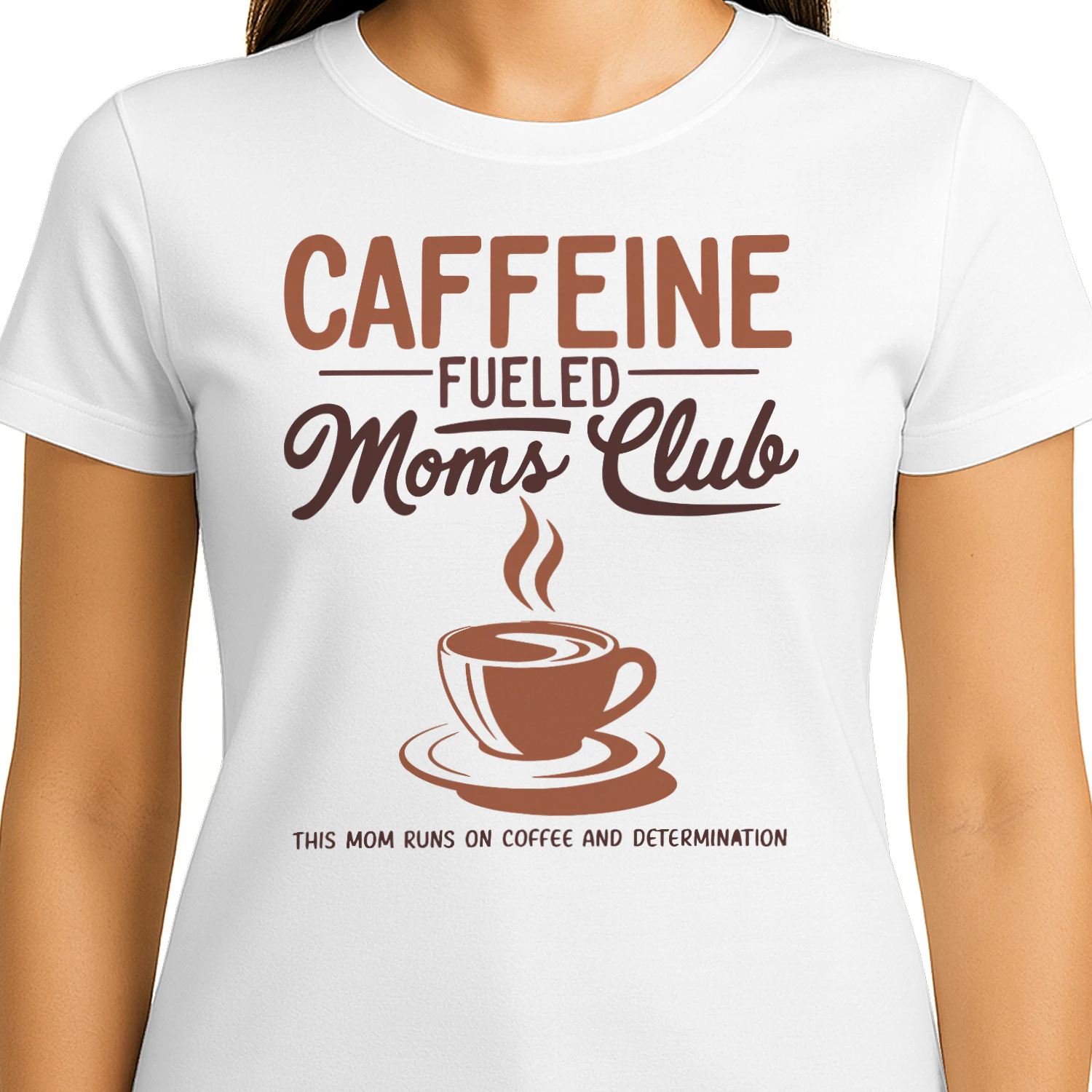 Caffeine Fueled Moms Club Steaming Coffee Cup Vintage Mom Design