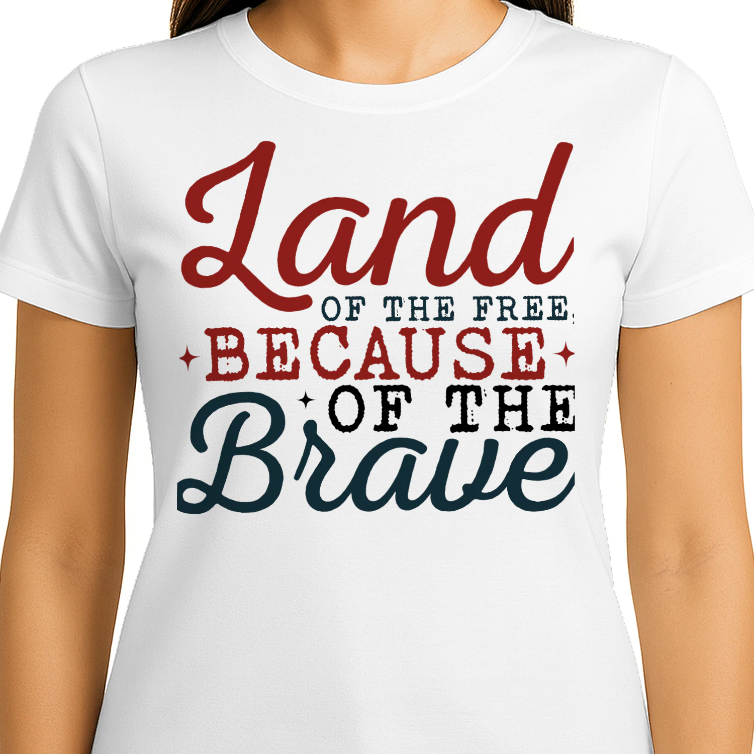Land of the Free, Because of the Brave Patriotic T-Shirt Design - Fourth of July Graphic