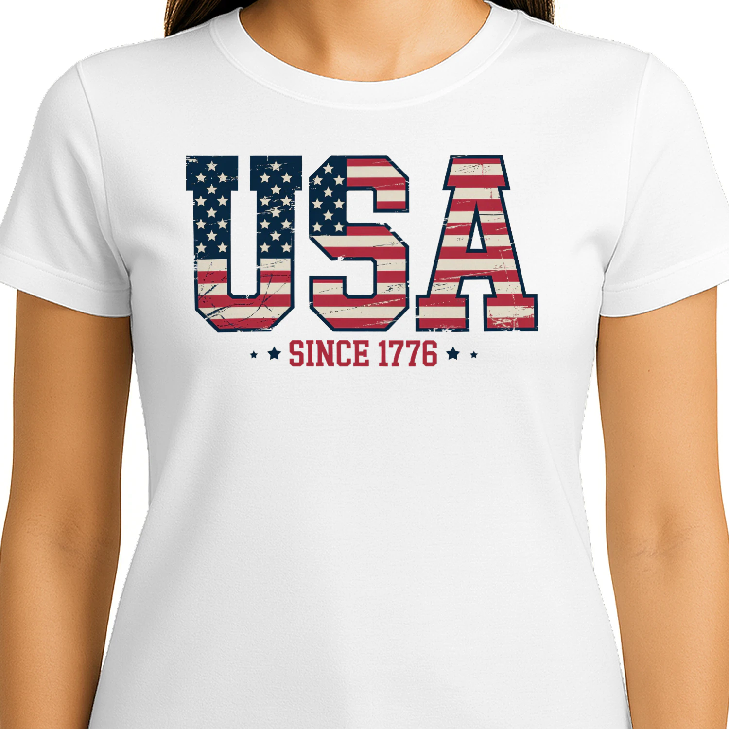USA Since 1776 American Flag Vintage Block - 4th Of July Graphic