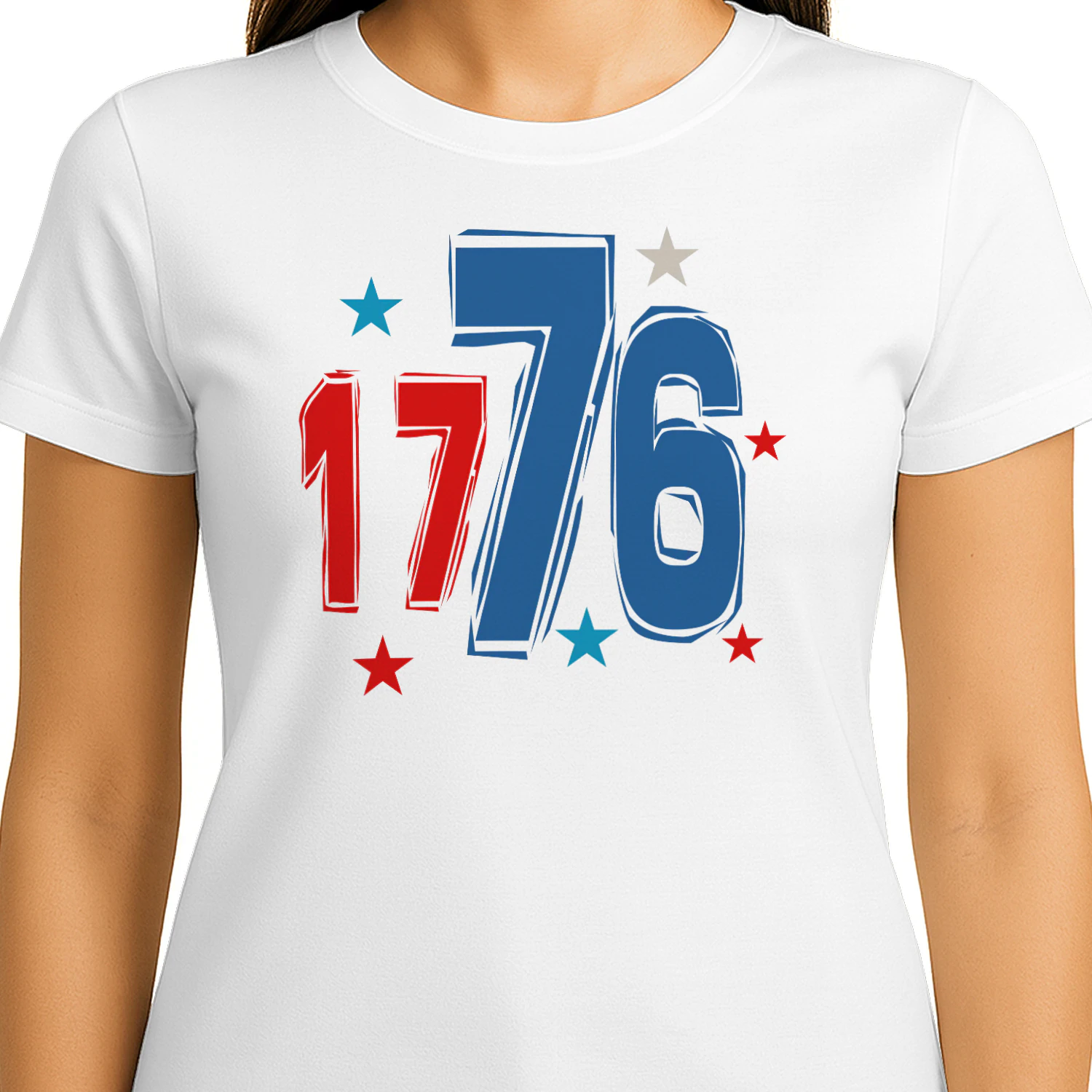 1776 Patriotic Block Numbers Stars - 4th Of July Graphic