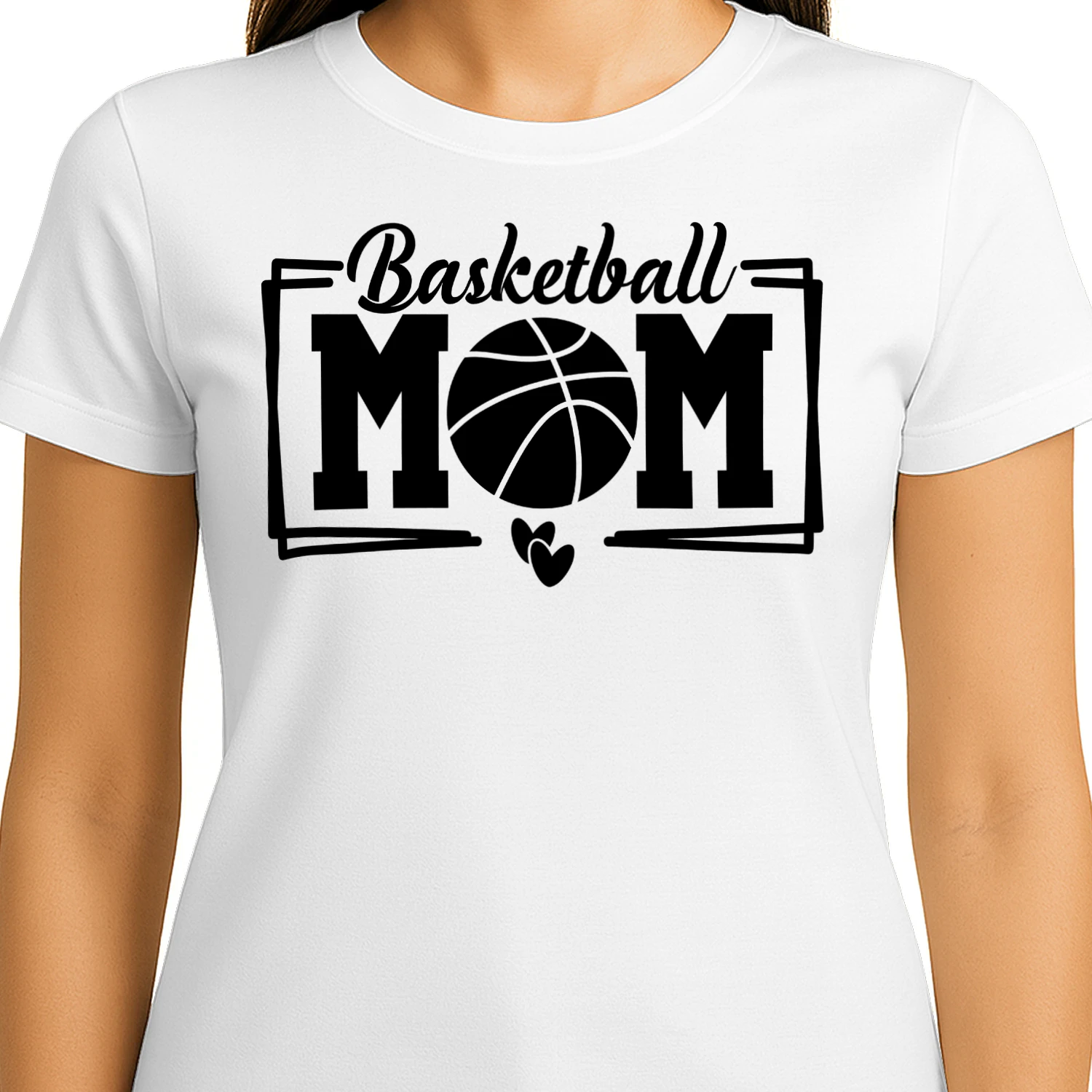 Basketball Mom Heart Graphic - Proud Sports Mother Typography