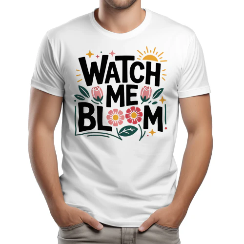 Watch Me Bloom Retro Floral Sun Typography Graphic Design