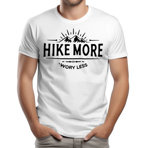 Hike More Worry Less Retro Mountain Minimalist Graphic Design
