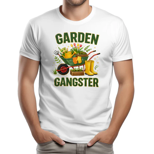 Garden Gangster Wheelbarrow Boots Tulips Graphic Design