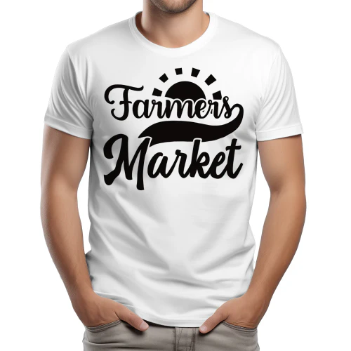 Farmers Market - Sunburst Rising Sun Local Produce Typography Graphic