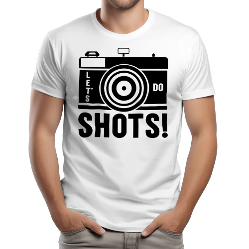 Let's Do Shots - Funny Photographer Pun Vintage Camera Black Silhouette Graphic