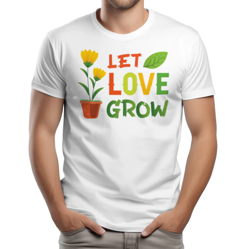 Let Love Grow Yellow Flowers Potted Plant Typography Design