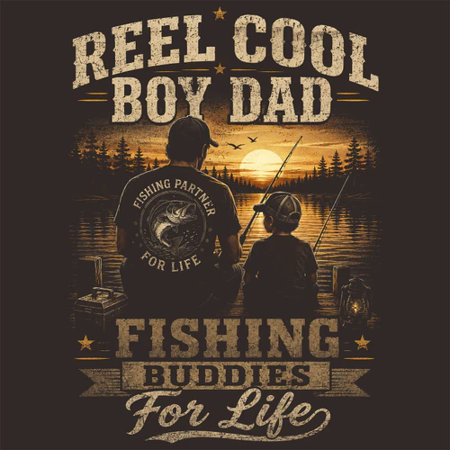 Reel Cool Boy Dad Fishing Buddies for Life T-Shirt
