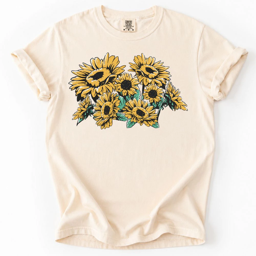 Vintage Sunflower Floral Botanical T-Shirt
