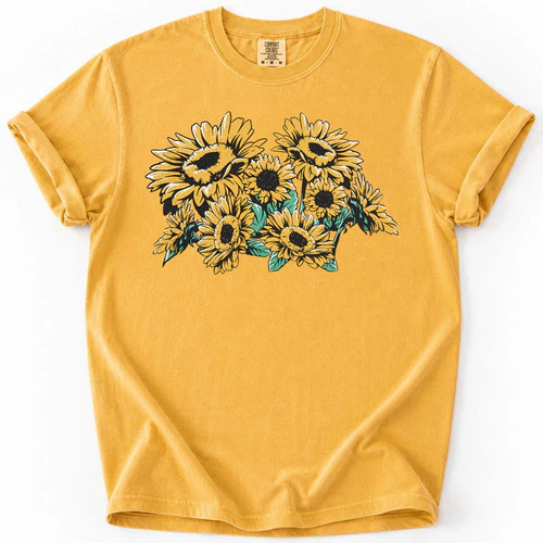 Vintage Sunflower Floral Botanical T-Shirt
