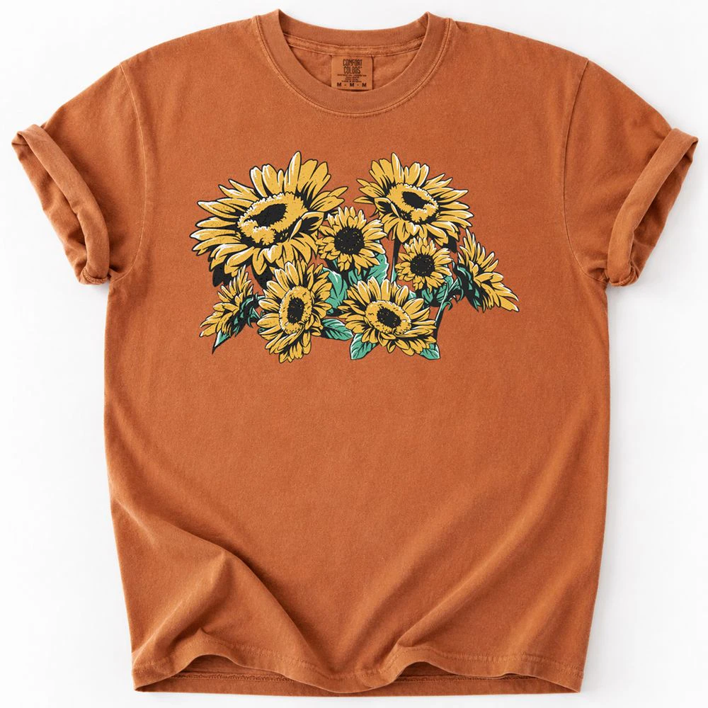 Vintage Sunflower Floral Botanical T-Shirt